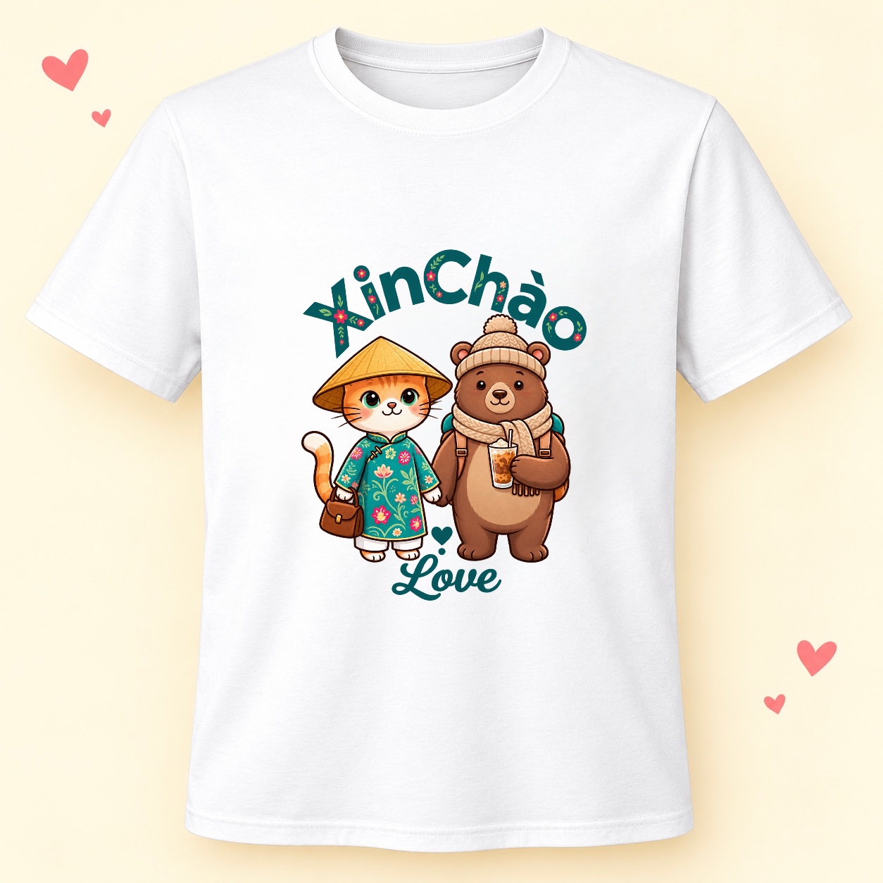 Vietnam Travel Cat Boba T-Shirt - Cute Bear Tee