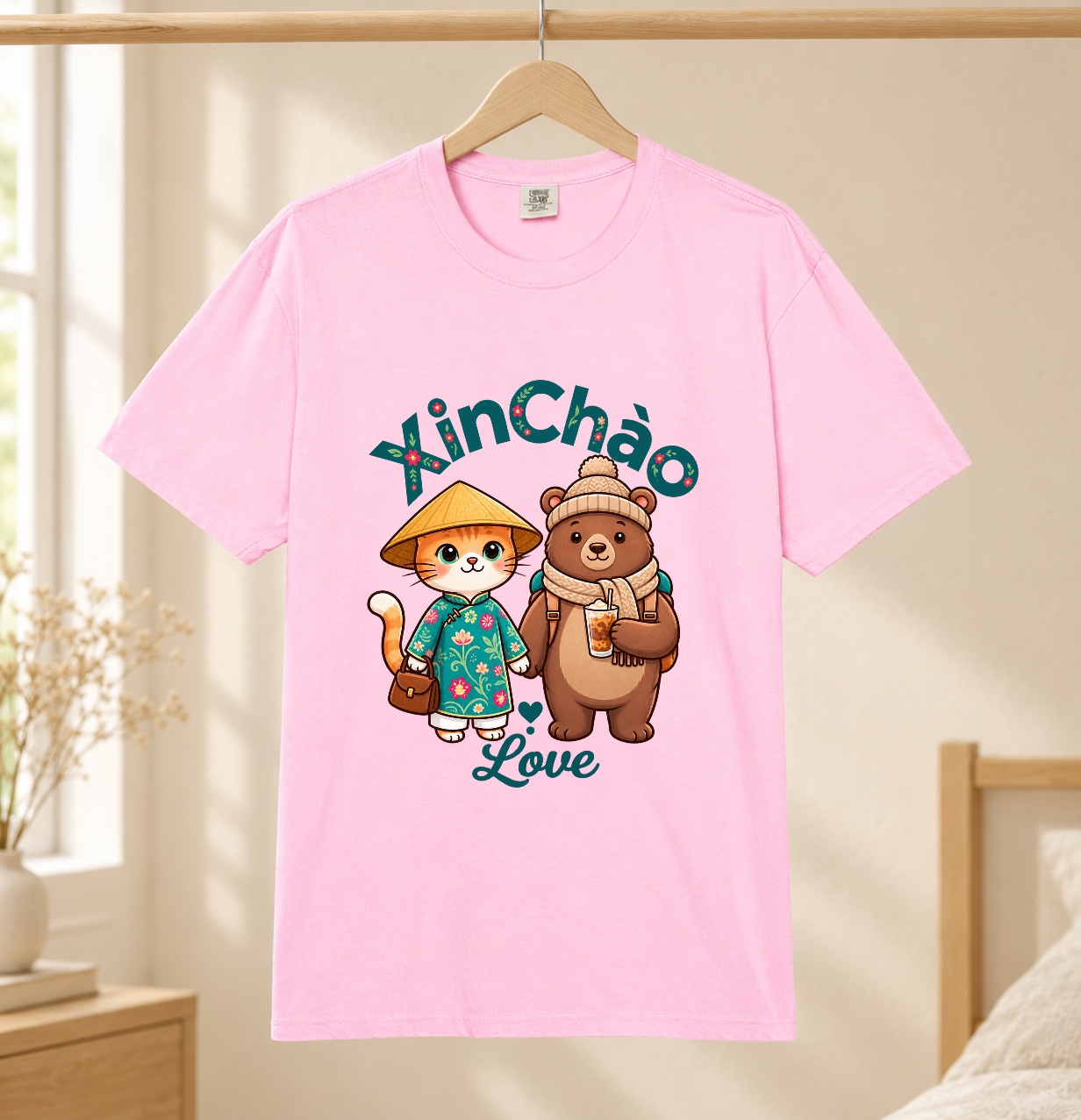 Vietnam Travel Cat Bear Boba T-Shirt | XinChao.Asia Cute Tee