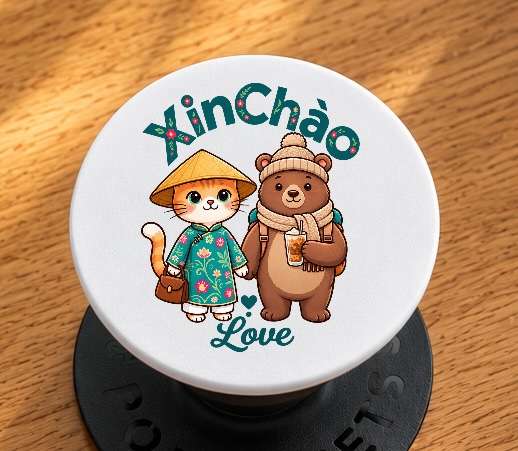 XinChao.Asia Vietnam Travel Cat PopSocket - Cute Boba Grip