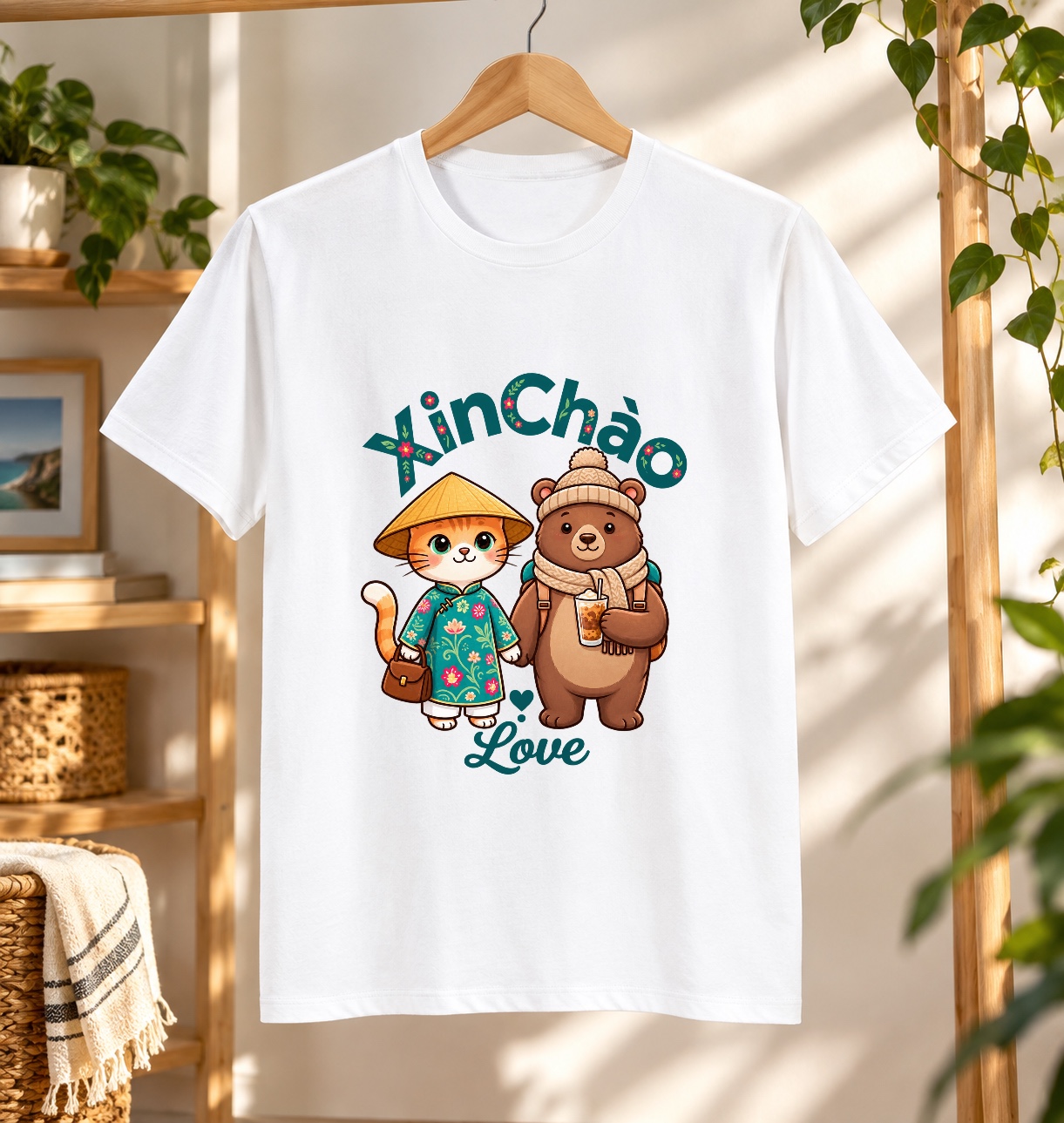 Camiseta de viaje gato y oso boba | XinChao.Asia España