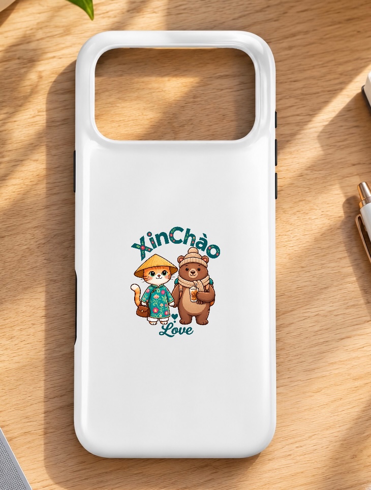 Vietnam Cat & Bear iPhone Case | Cute Boba Phone Cover