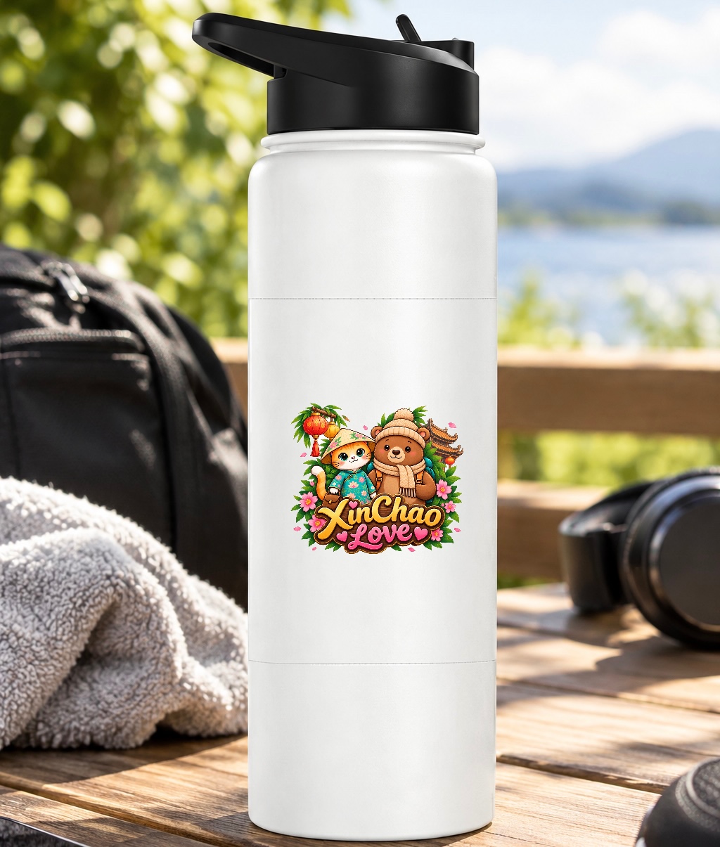 XinChao.Asia Cute Cat & Bear Travel Water Bottle - Travel Drinkware