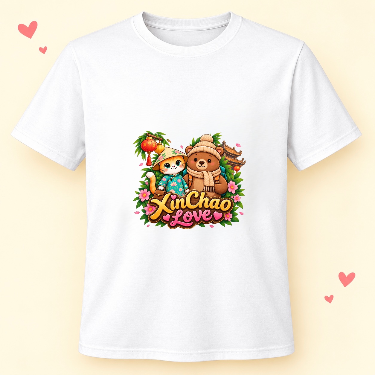 XinChao.Asia Cute Travel Cat & Bear T-Shirt | Vietnam Travel Tee