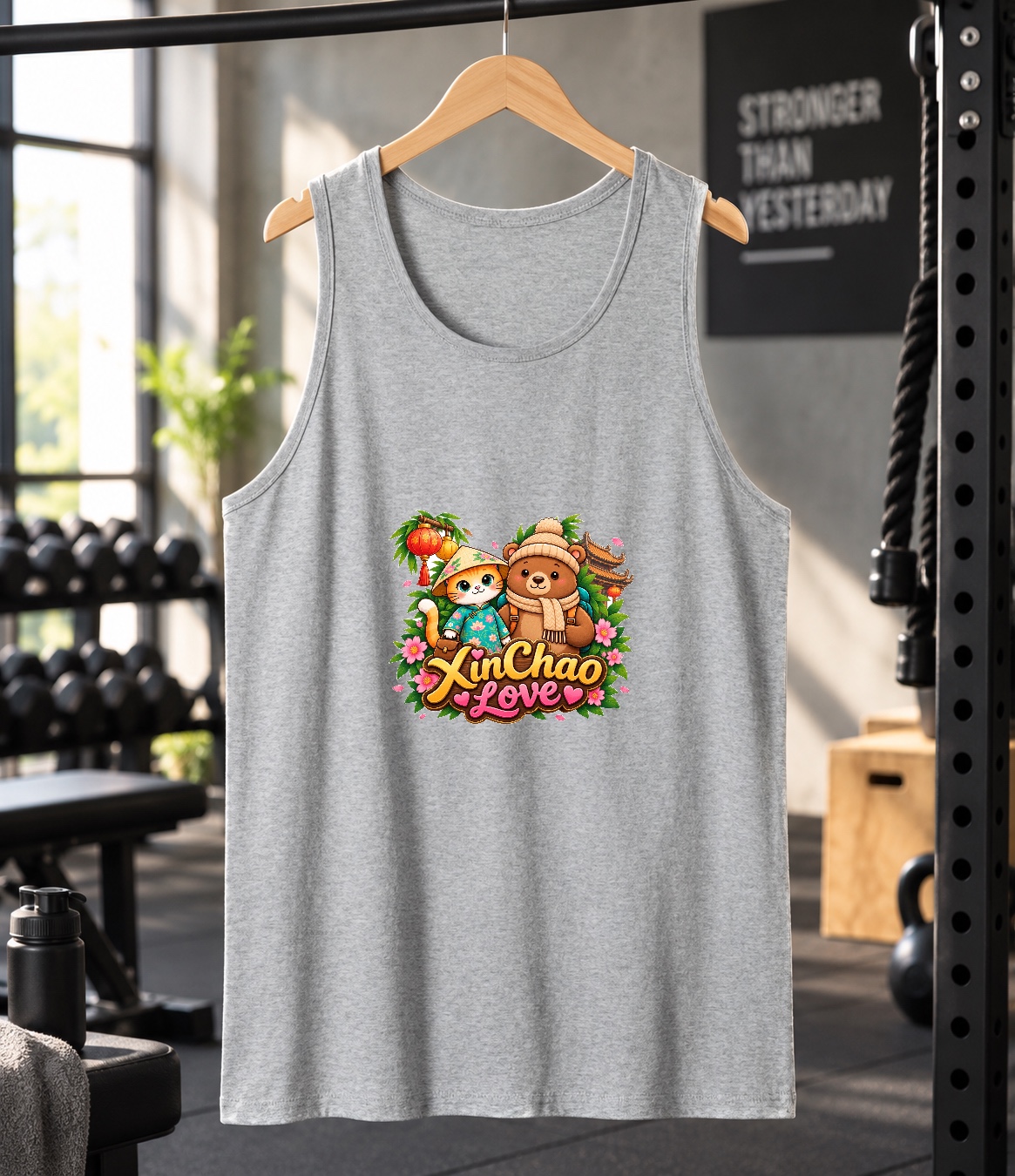 XinChao.Asia Cute Travel Cat & Bear Tank Top