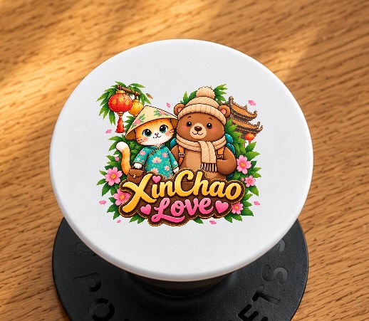 XinChao.Asia Cute Travel Cat & Bear PopSocket