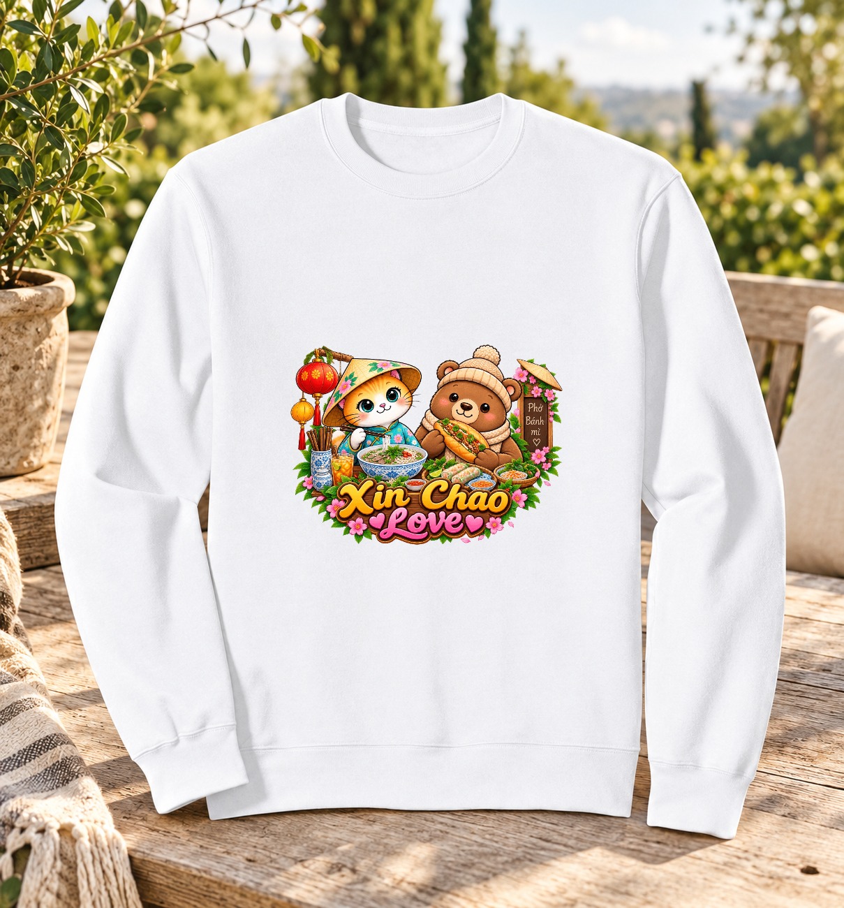 XinChao.Asia Asian Food Cat & Bear Sweatshirt