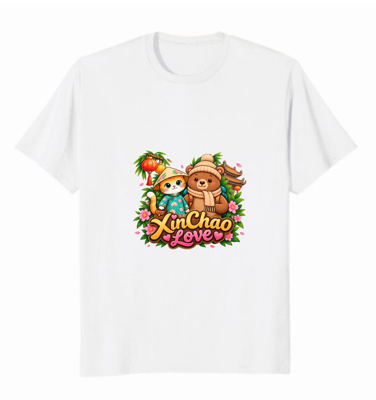 Camiseta Gato Vietnamita y Oso Viajero - XinChao.Asia