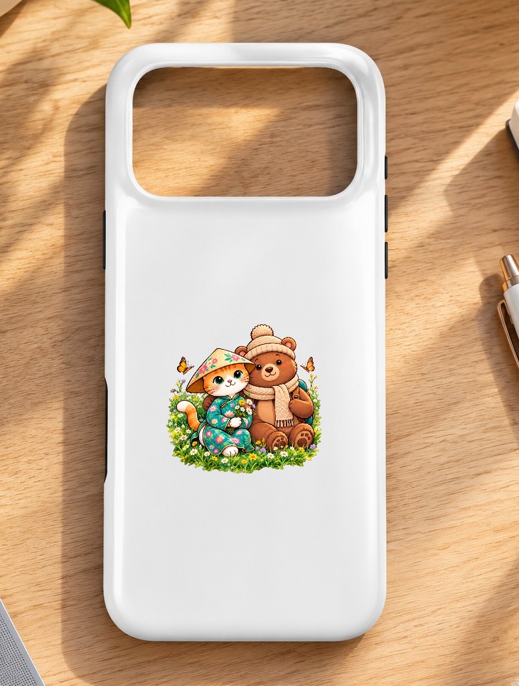 XinChao.Asia Cute Cat & Bear iPhone Case | Travel Theme