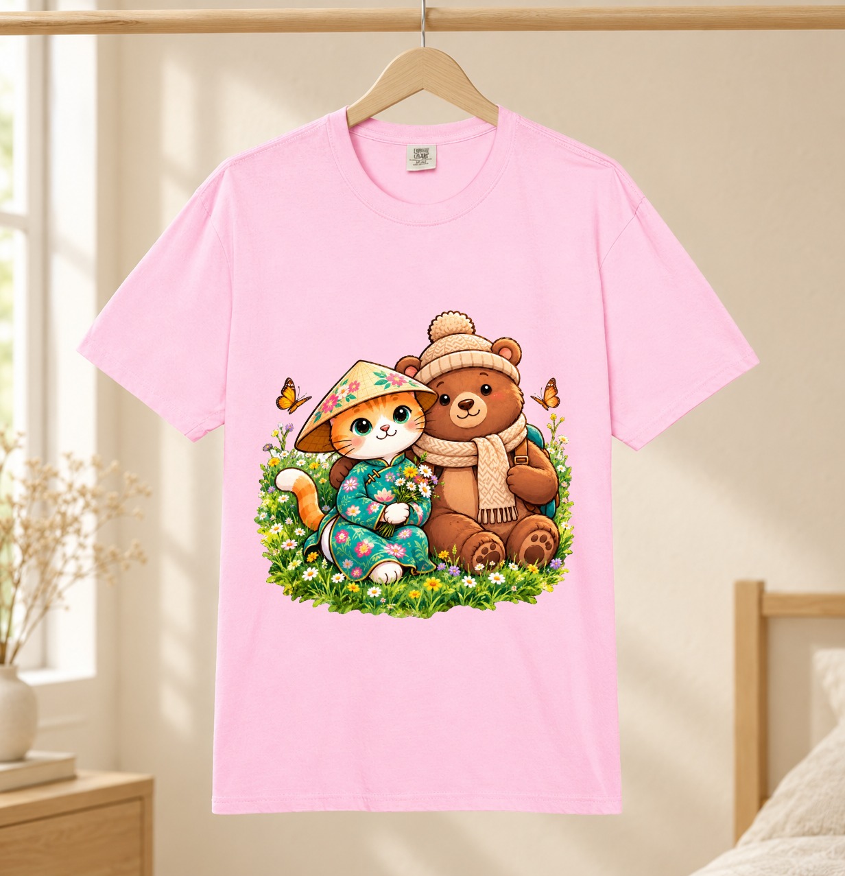 XinChao.Asia Cute Cat & Bear Travel T-Shirt | Comfort Colors Tee