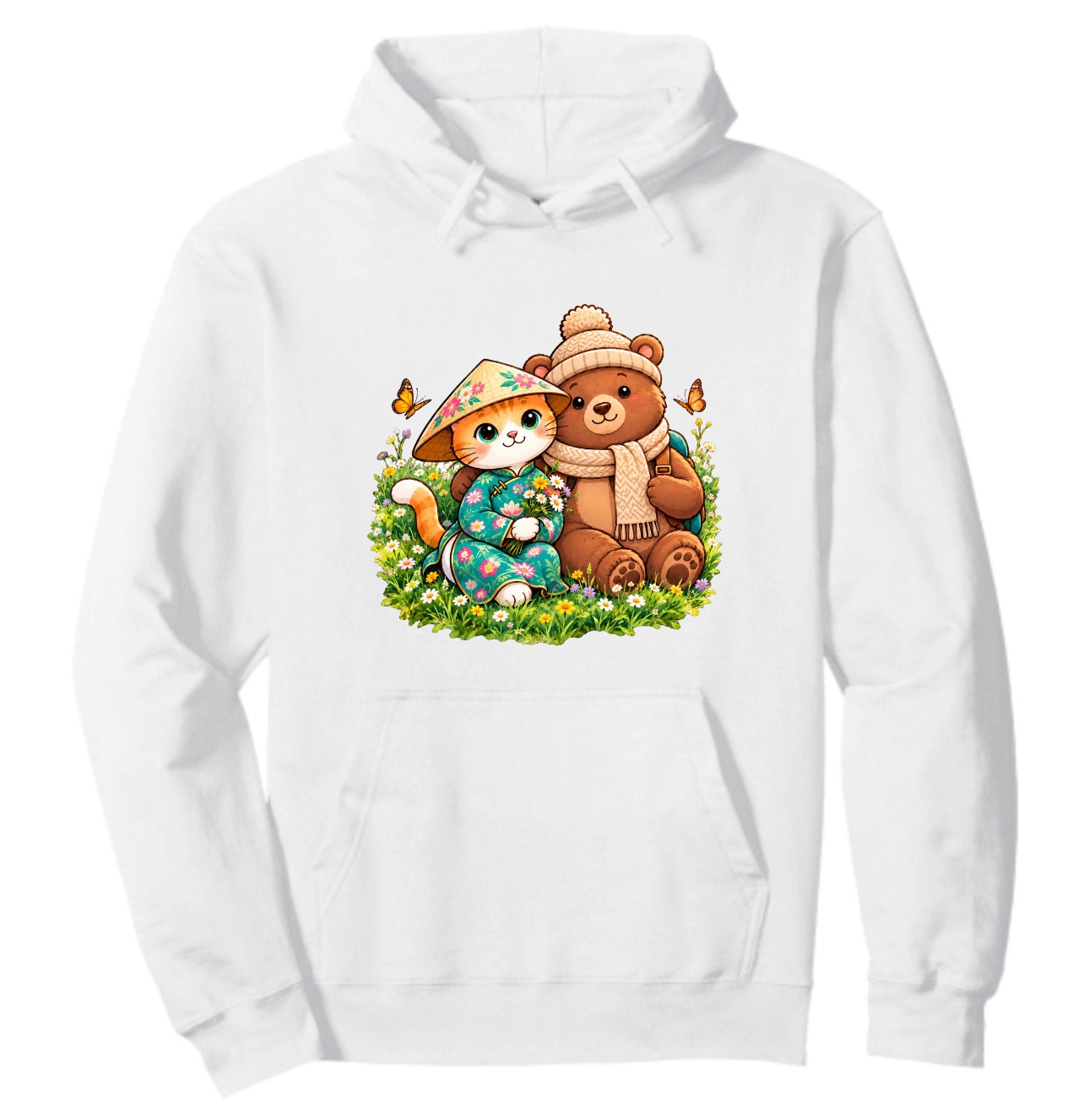 XinChao.Asia Cute Cat & Bear Travel Hoodie - Cozy Pullover