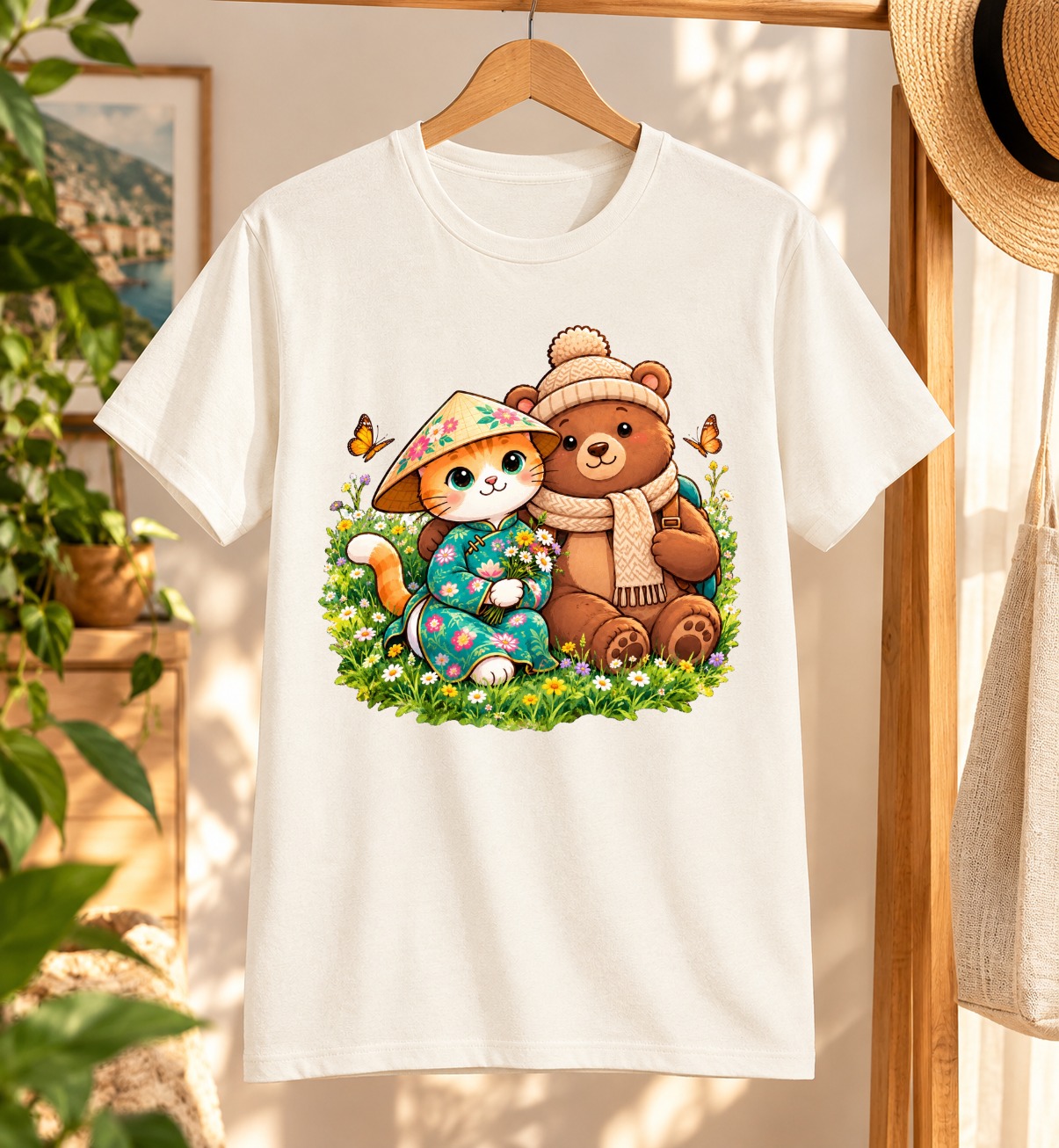 XinChao.Asia Cute Cat & Bear Travel T-Shirt - Premium Vietnamese Tee