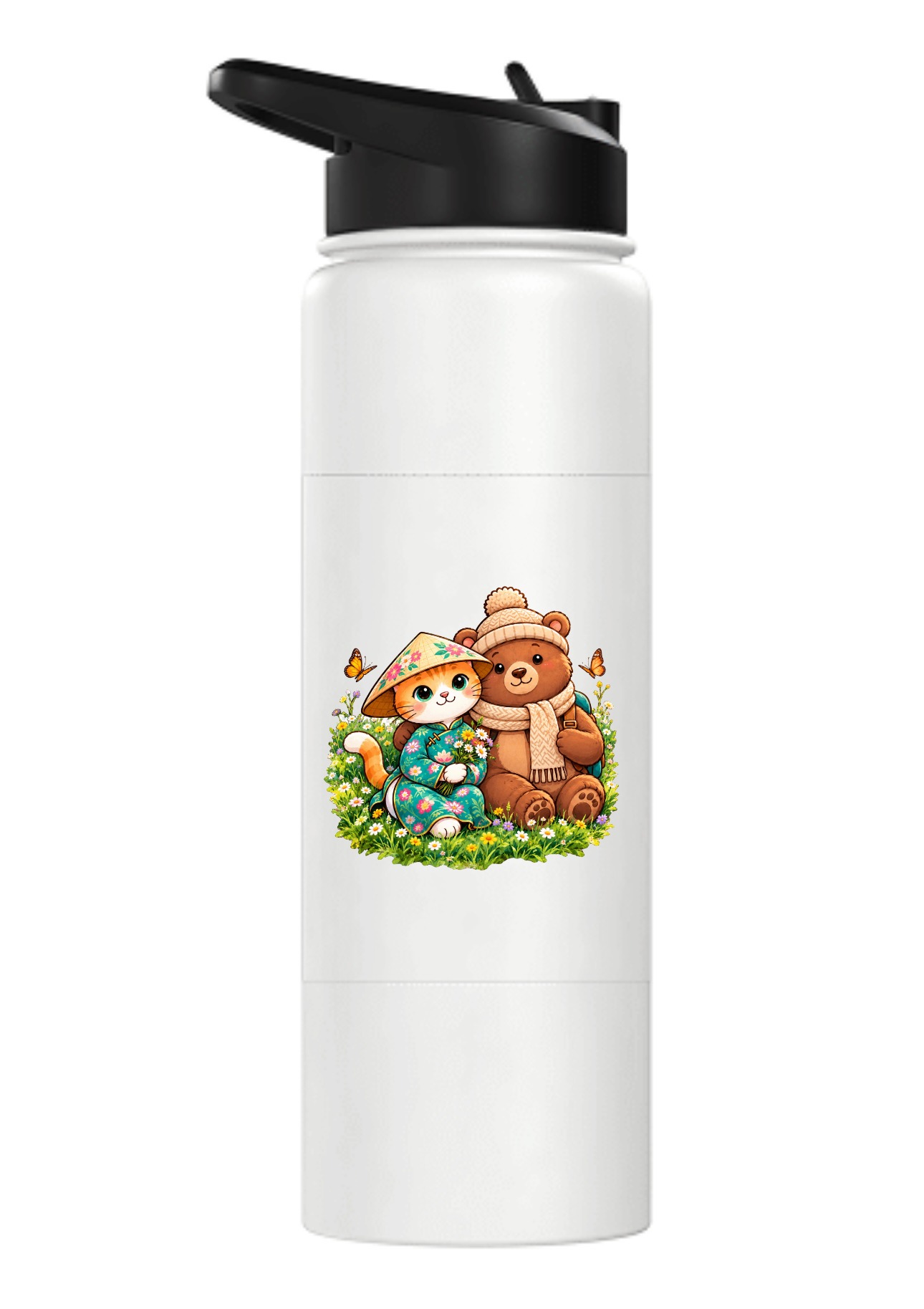 XinChao.Asia Travel Cat & Bear Water Bottle | Cute Drinkware