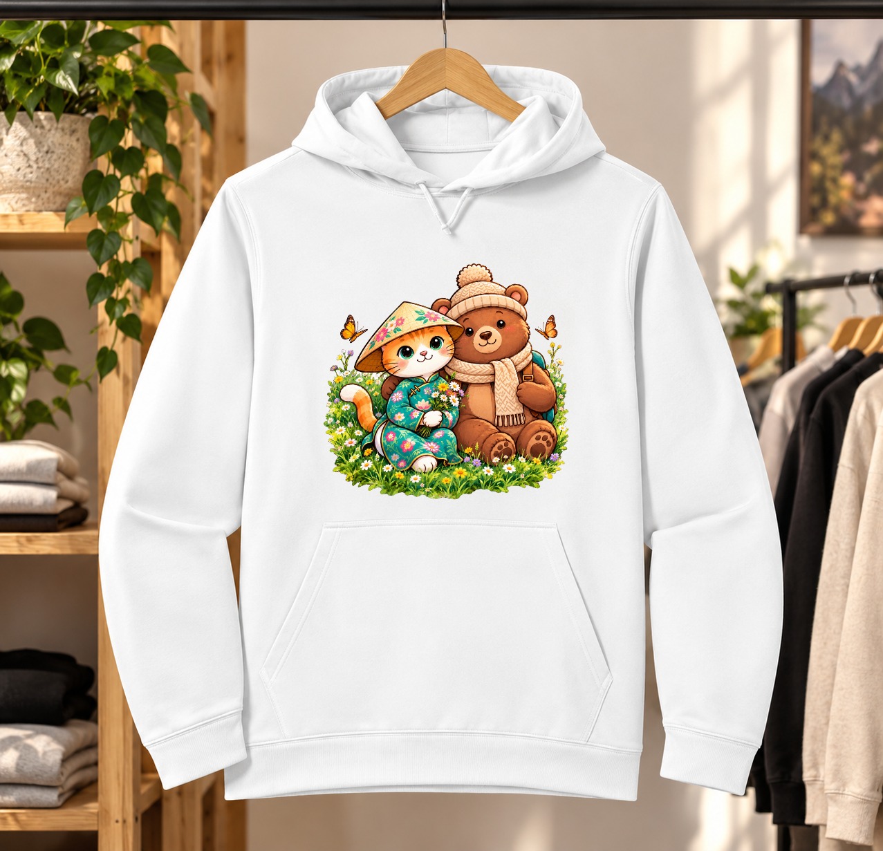 XinChao.Asia Cute Cat & Bear Travel Performance Hoodie