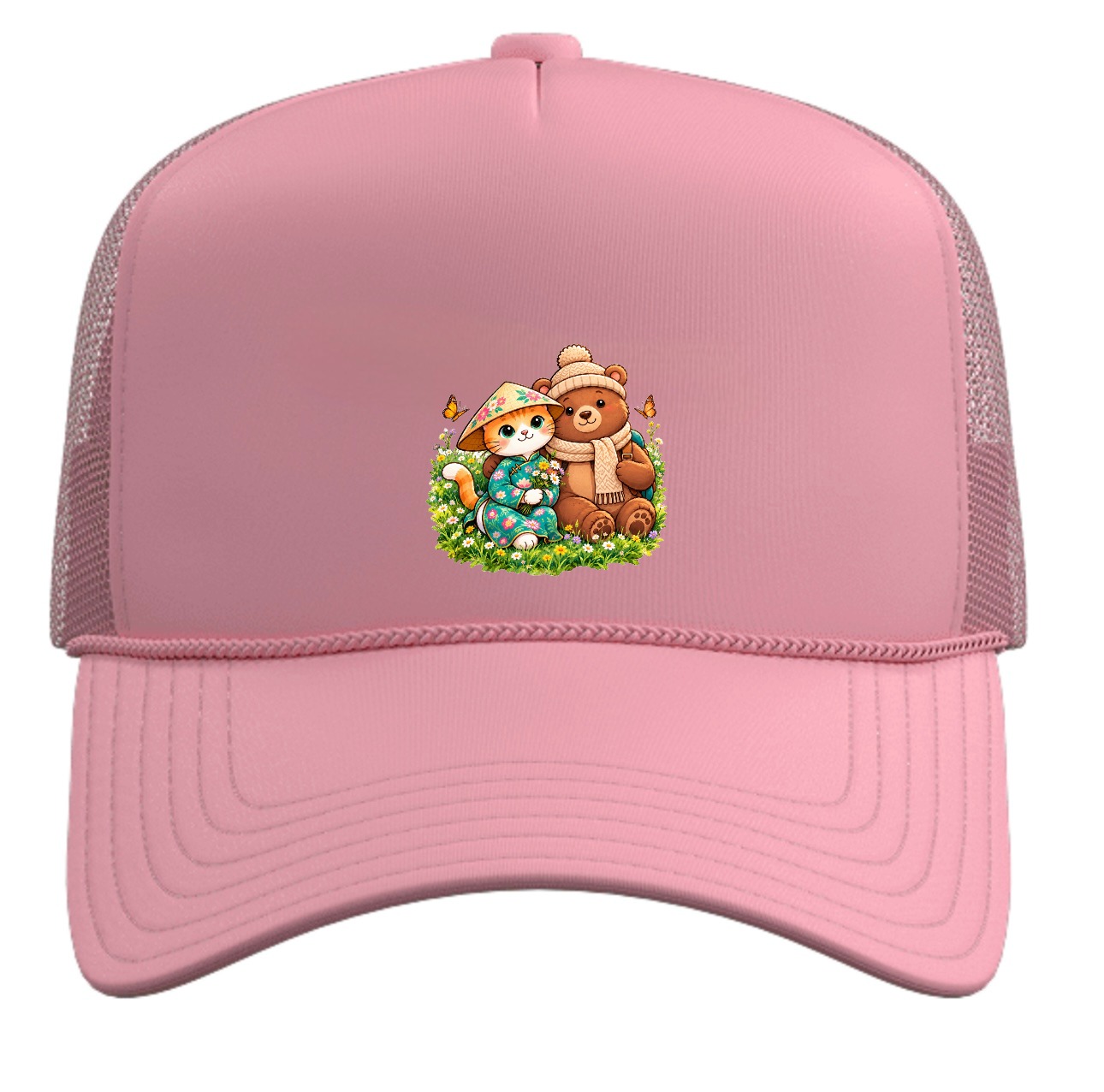 XinChao.Asia Travel Cat & Bear Couple Trucker Hat
