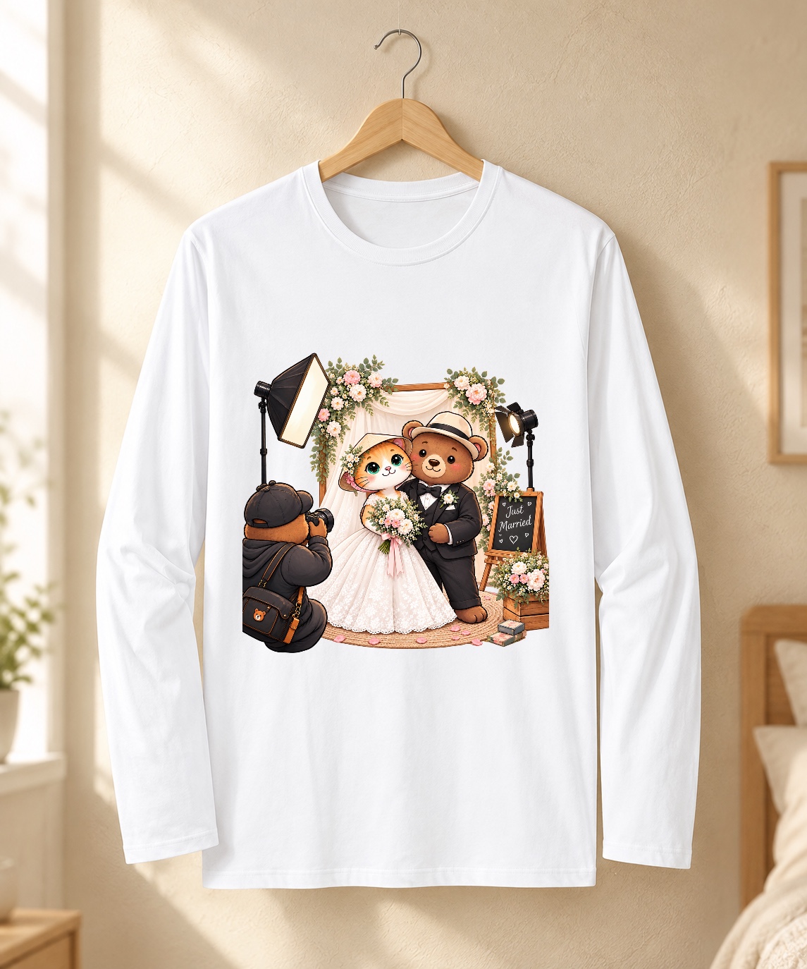 XinChao.Asia Wedding Cat & Bear Long Sleeve T-Shirt