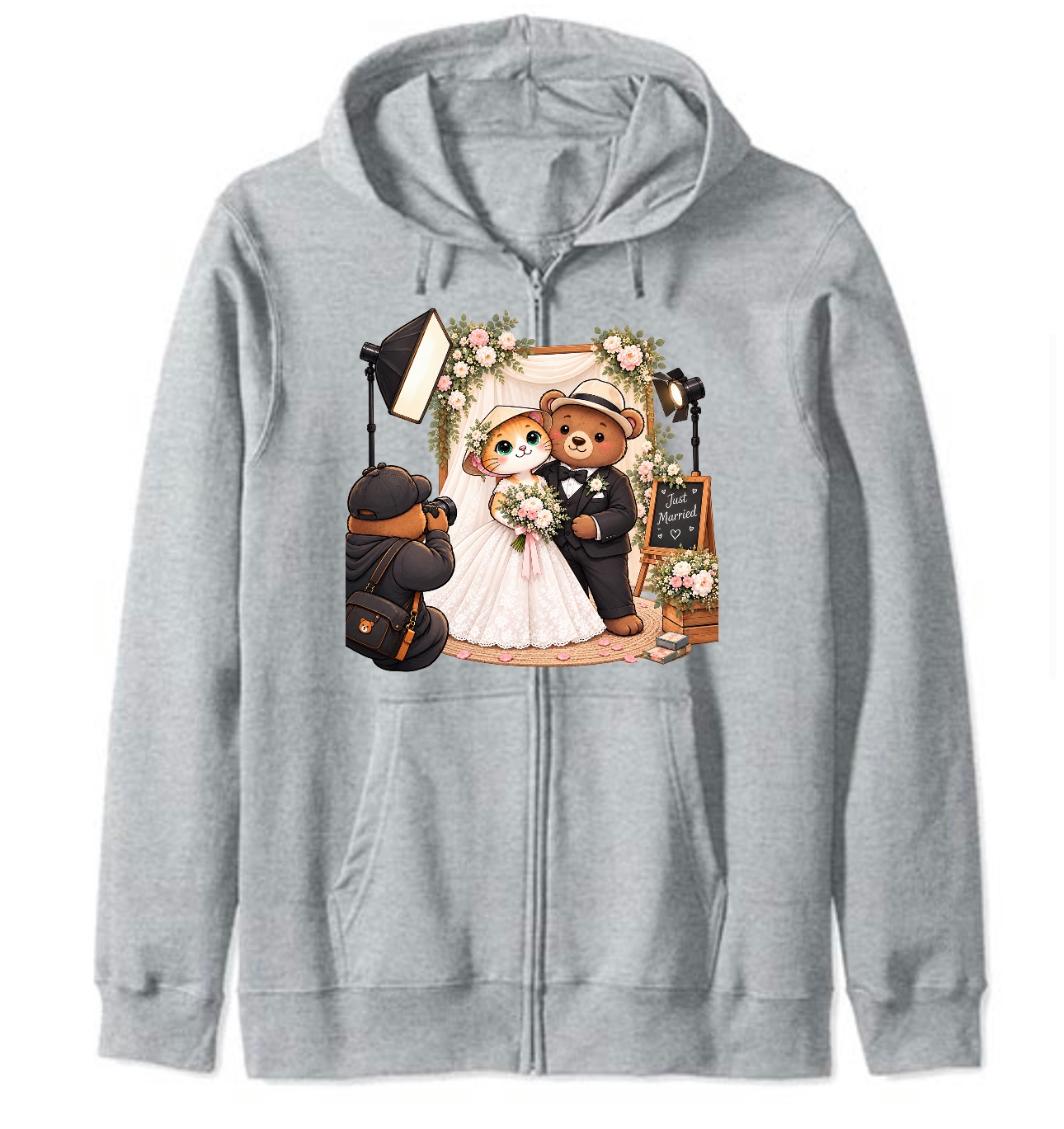 XinChao.Asia Cute Wedding Cat & Bear Zip Hoodie