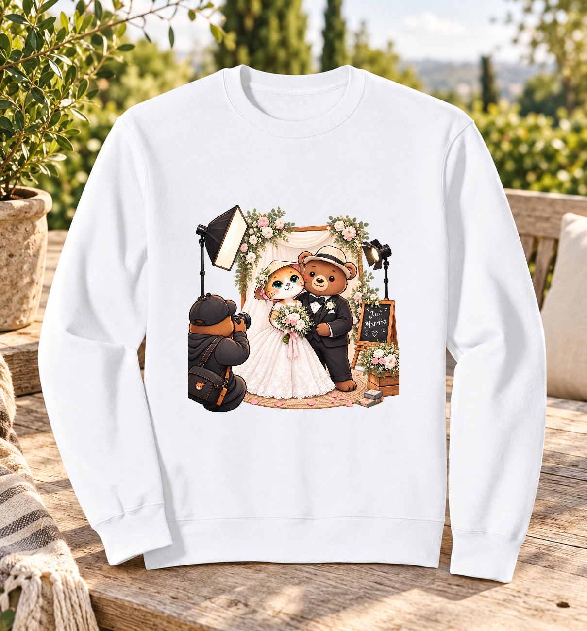 XinChao.Asia Cute Wedding Cat & Bear Sweatshirt