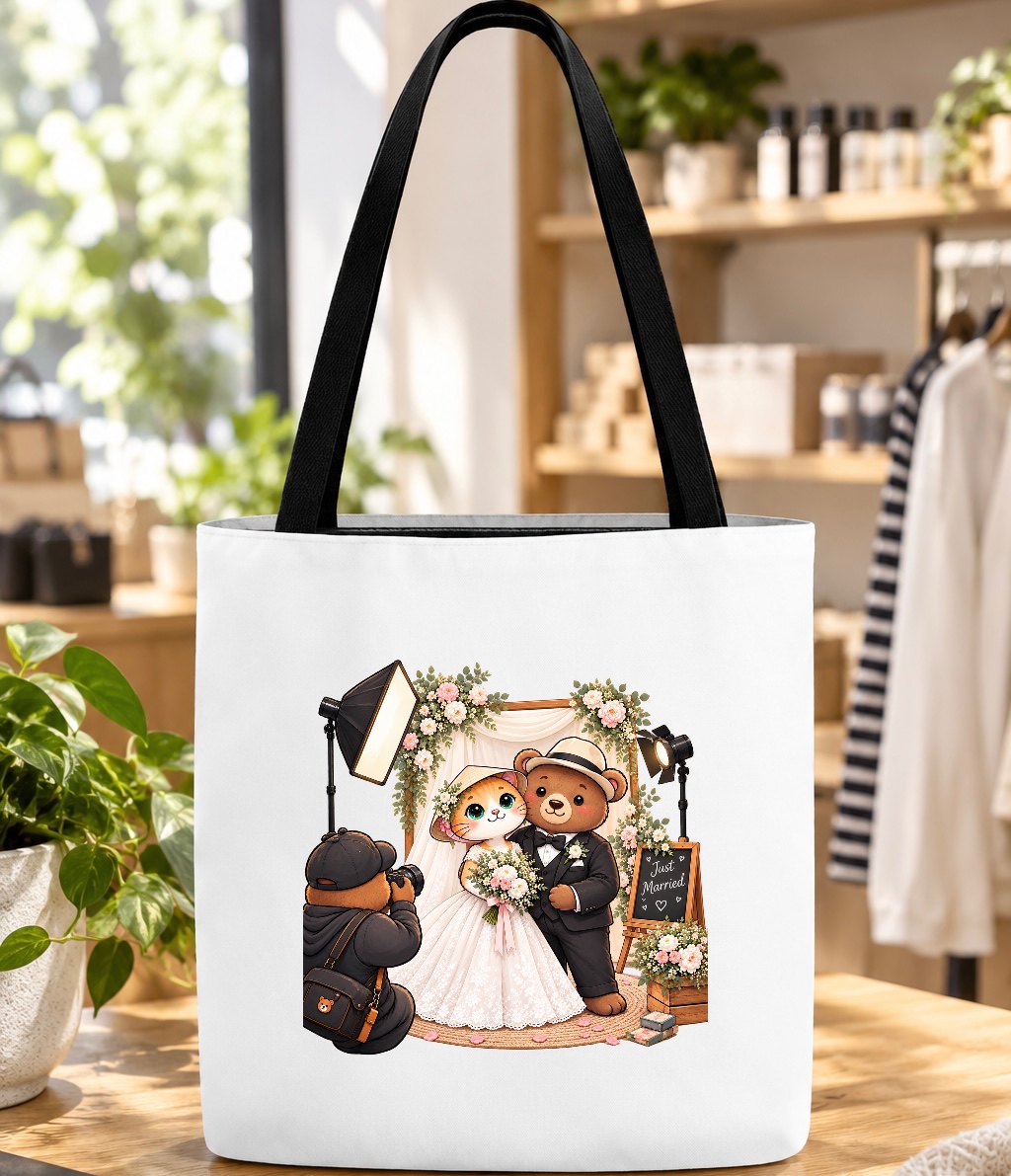 XinChao.Asia Cute Cat & Bear Wedding Tote Bag