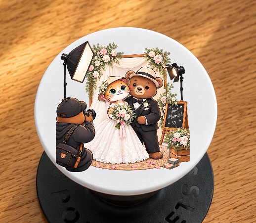 XinChao.Asia Cute Wedding Cat & Bear PopSocket | Travel Tech