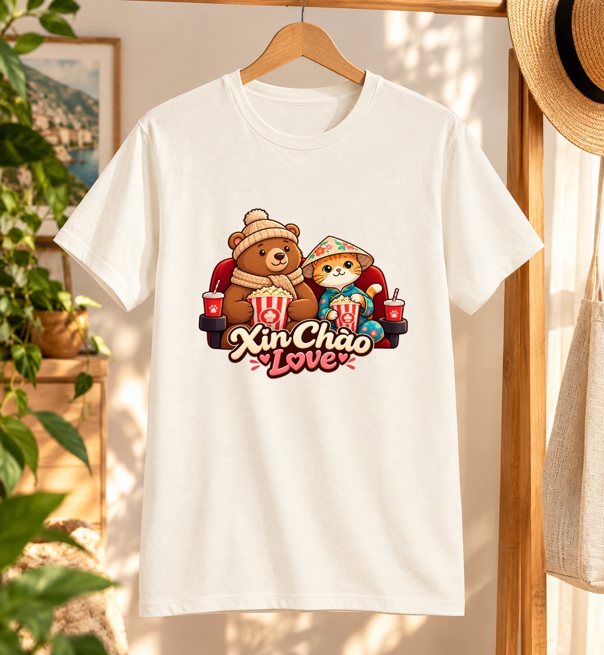 XinChao.Asia Cute Travel Cat & Bear Premium T-Shirt