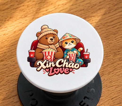 XinChao.Asia Travel Cat & Bear PopSocket - Cute Vietnam Phone Grip