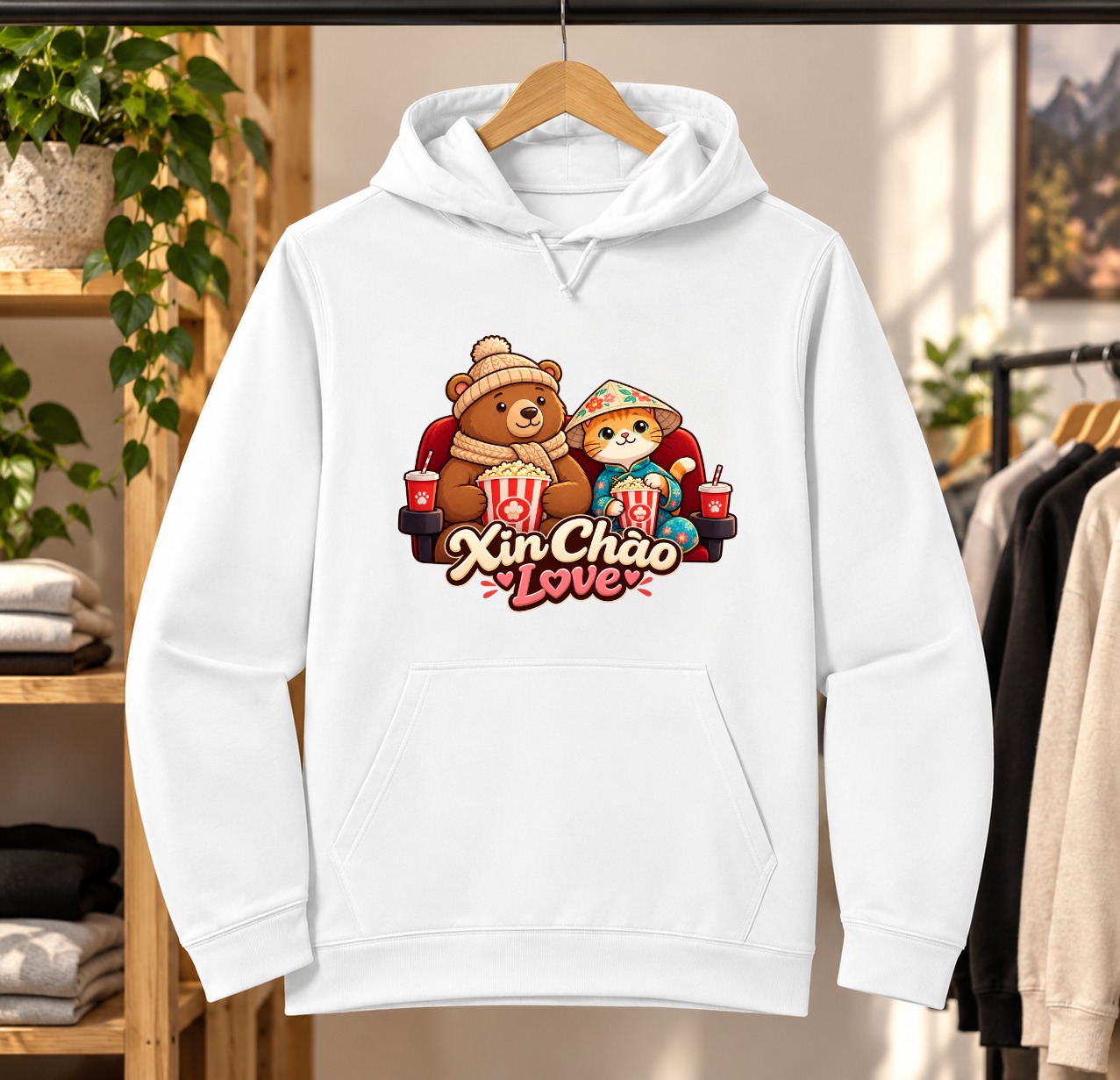 XinChao.Asia Travel Cat & Bear Valentine Hoodie