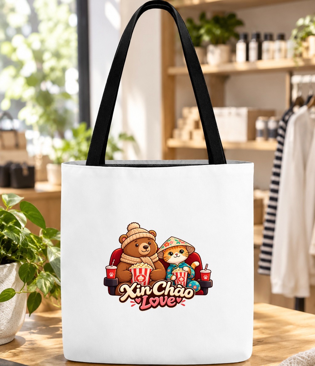 XinChao.Asia Cute Cat & Bear Travel Tote Bag - Valentine Gift