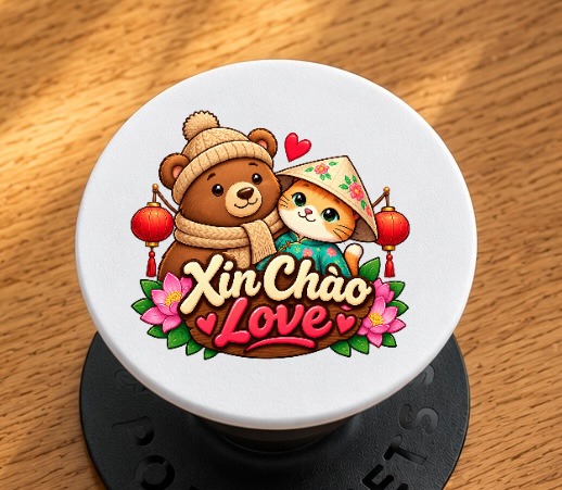 XinChao.Asia Cat Bear PopSocket - Cute Travel Phone Grip