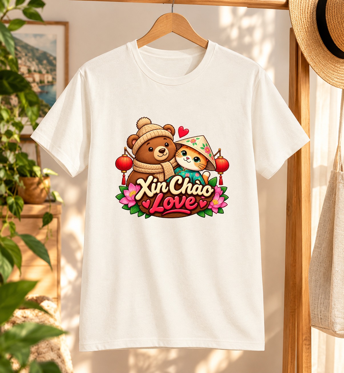 XinChao.Asia Cute Travel Cat & Bear Premium T-Shirt