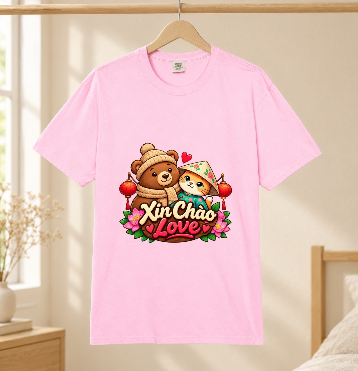 XinChao.Asia Cute Cat Bear Comfort Colors Tee