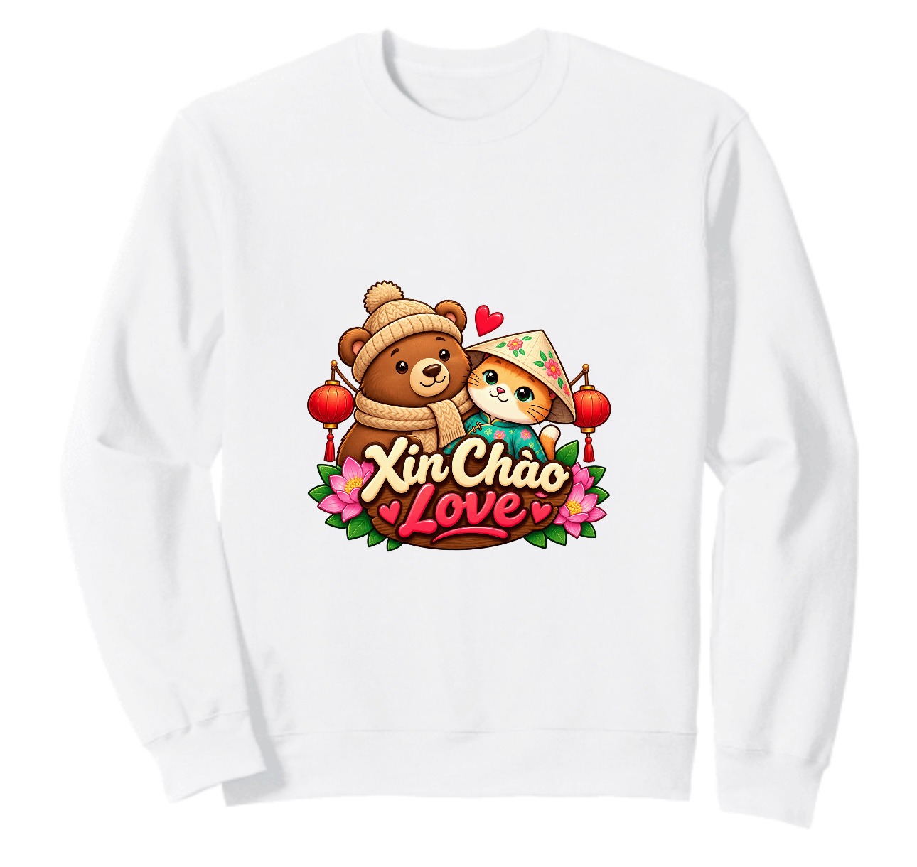 XinChao.Asia Cute Vietnamese Cat & Bear Sweatshirt