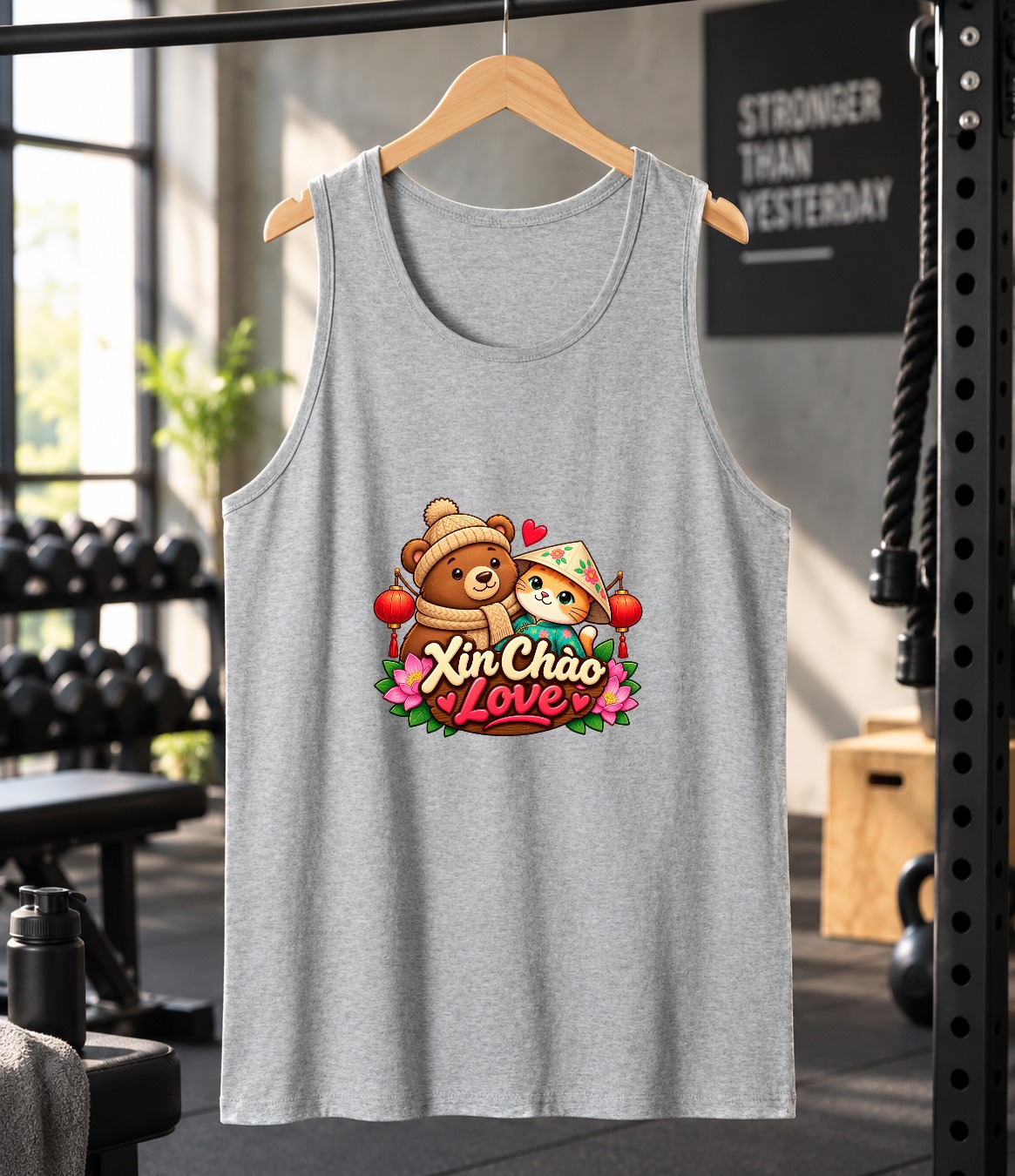 XinChao.Asia Cute Cat Bear Tank Top - Travel Couple Shirt