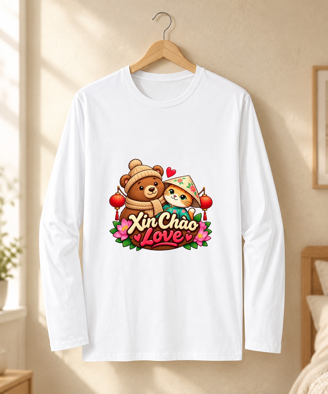 XinChao.Asia Cute Cat Bear Long Sleeve T-Shirt