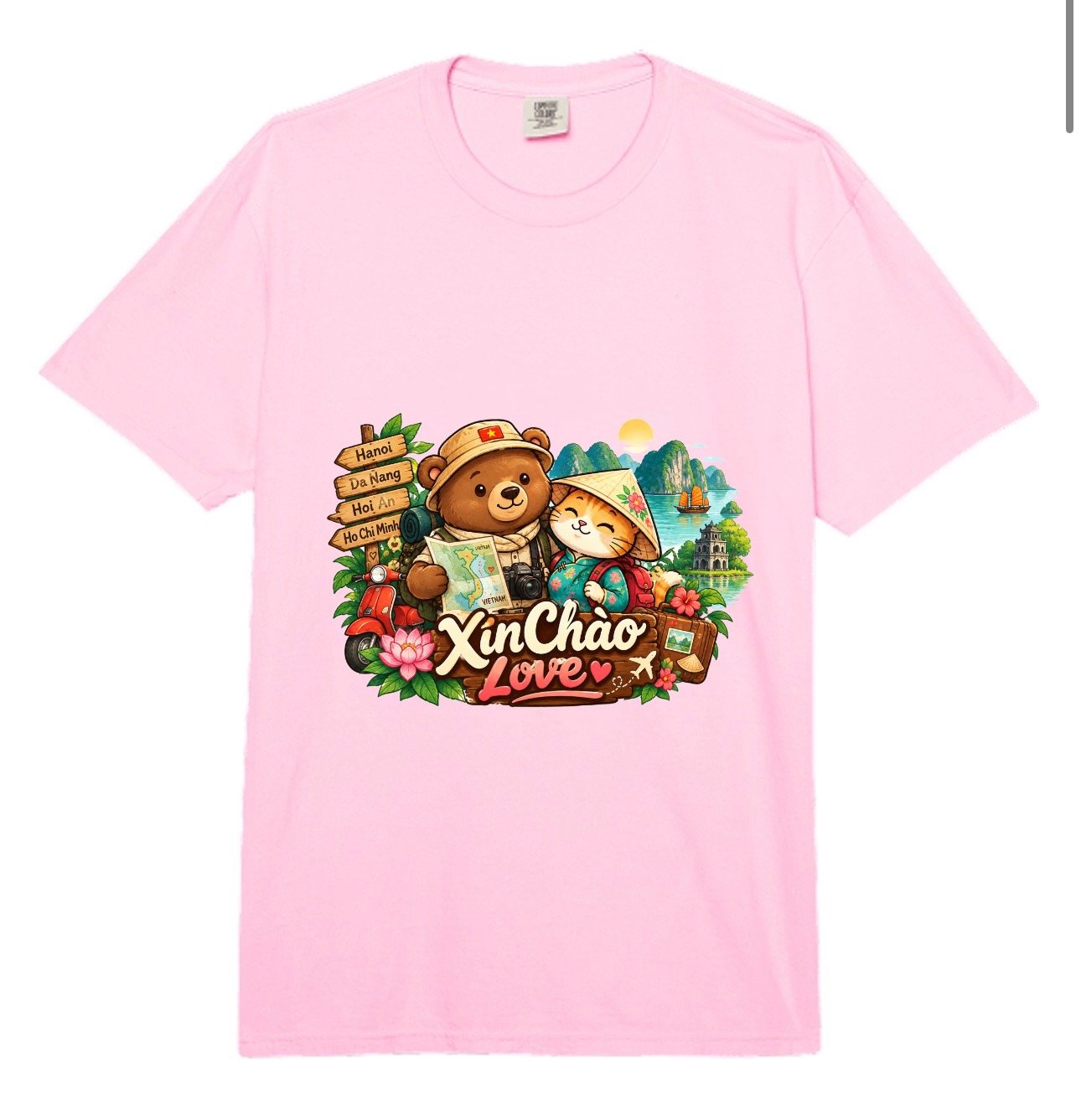 XinChao.Asia Vietnam Travel Cat & Bear Comfort Colors T-Shirt