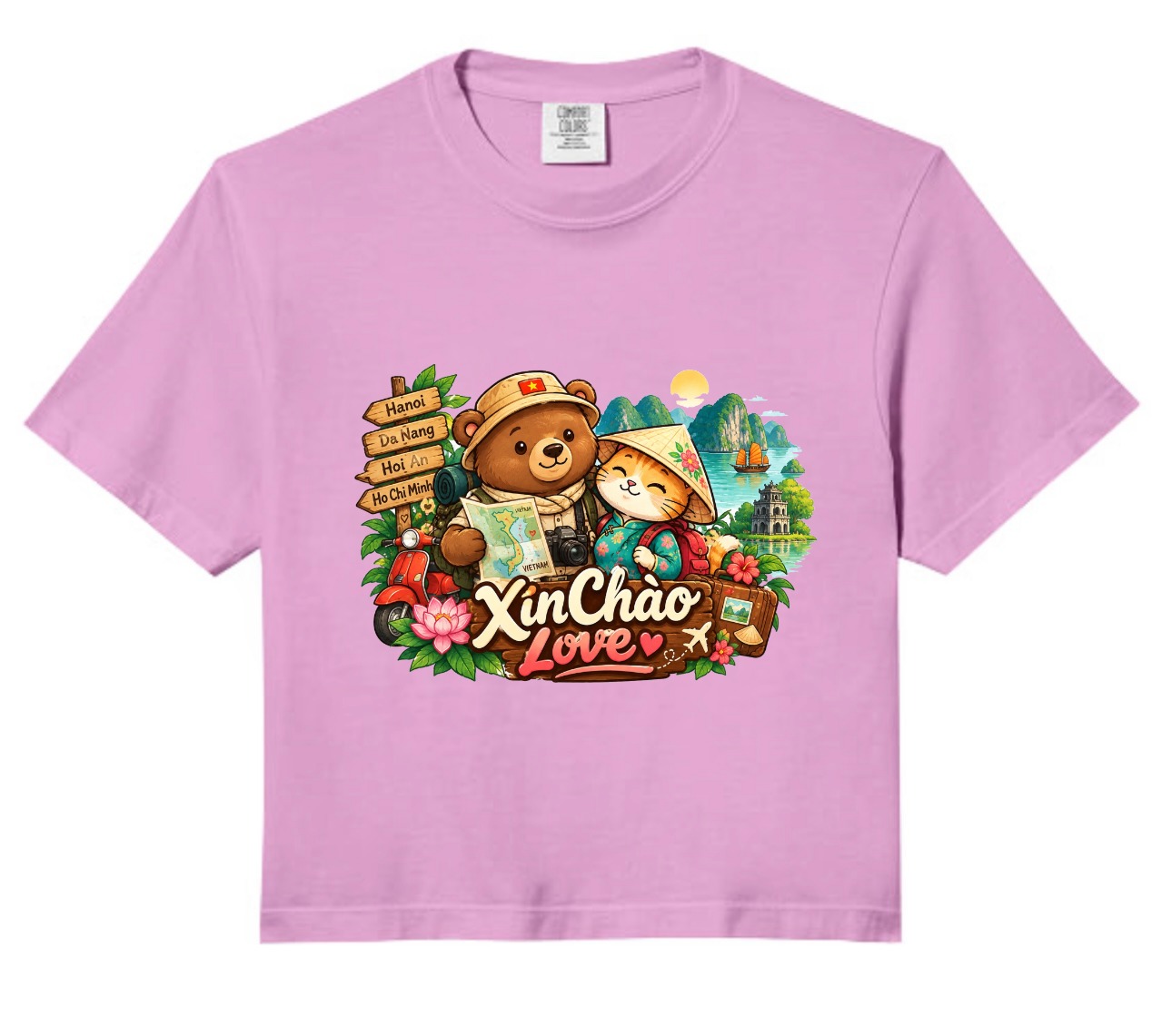 XinChao.Asia Vietnam Travel Cute Animal Crop Top for Women