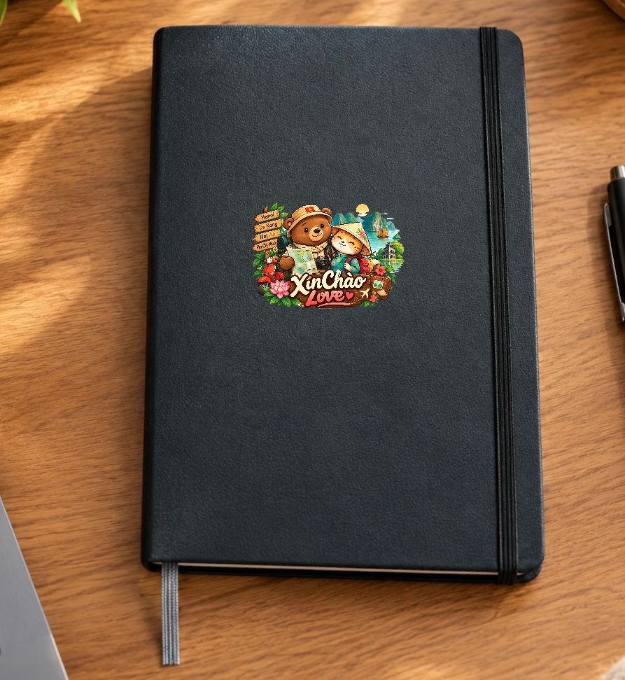 XinChao.Asia Vietnam Travel Hardcover Journal - Cute Cat & Bear