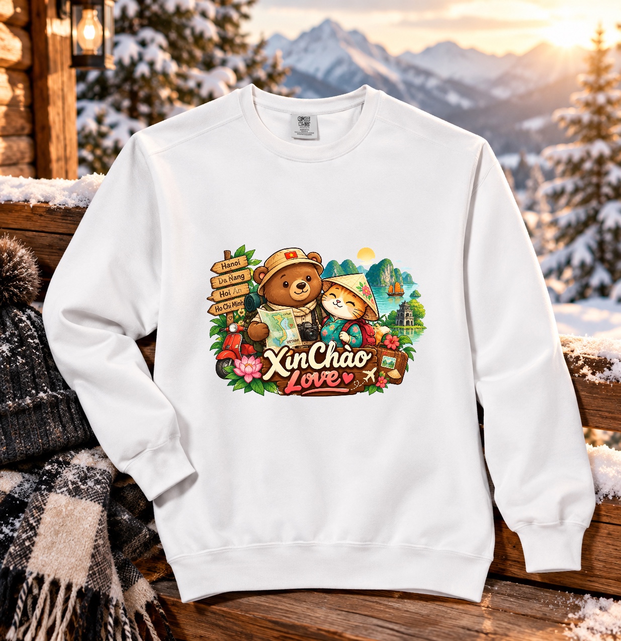 XinChao.Asia Vietnam Travel Cute Animal Comfort Colors Sweatshirt