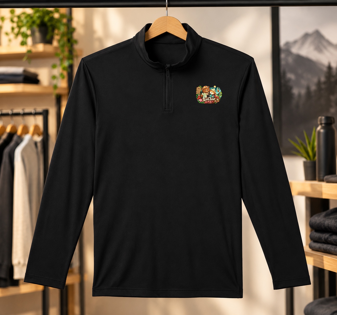 XinChao.Asia Vietnam Travel Quarter-Zip Sweatshirt Cute Animal Adventure