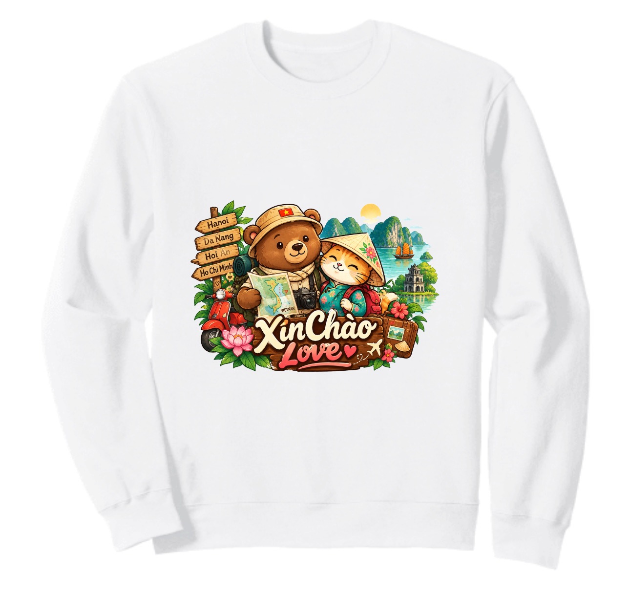 XinChao.Asia Vietnam Travel Cute Animal Adventure Sweatshirt