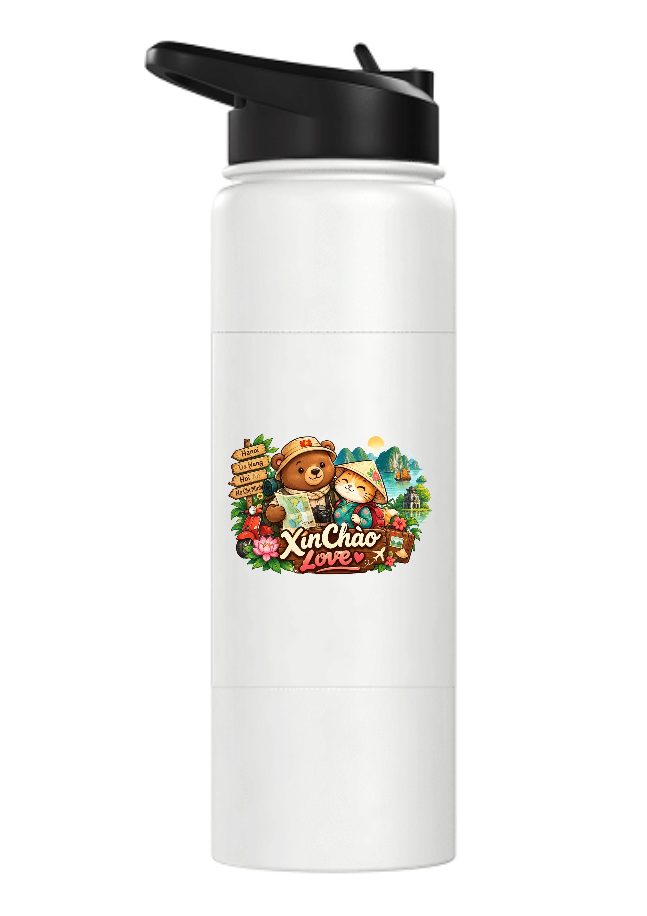 XinChao.Asia Vietnam Travel Cute Animal Adventure Water Bottle