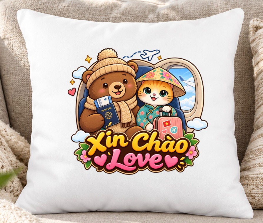 XinChao.Asia Cute Vietnam Travel Animals Throw Pillow