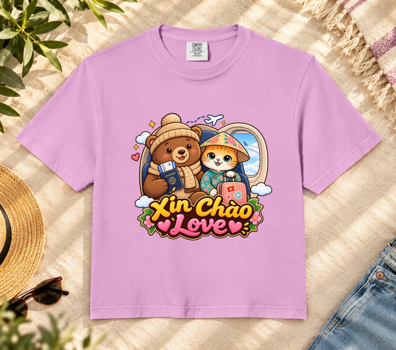 XinChao.Asia Cute Vietnam Travel Cat Crop Top - Cozy Comfort