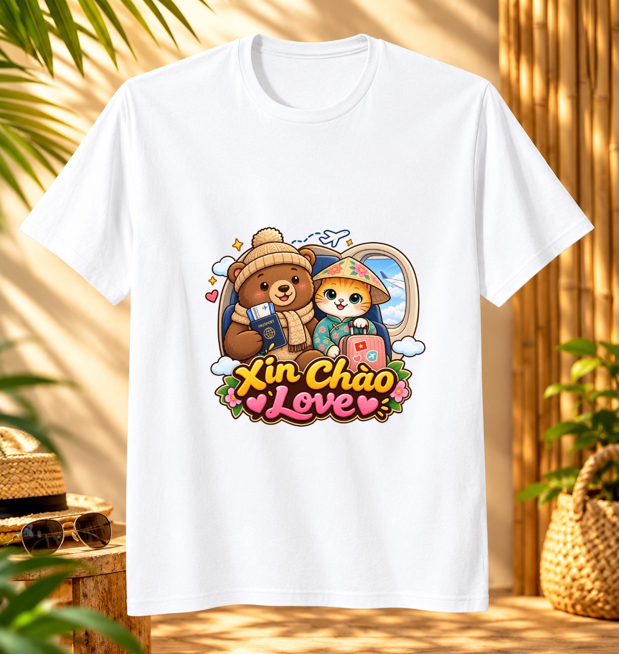 XinChao.Asia Cute Vietnam Travel Cat & Bear Standard T-Shirt