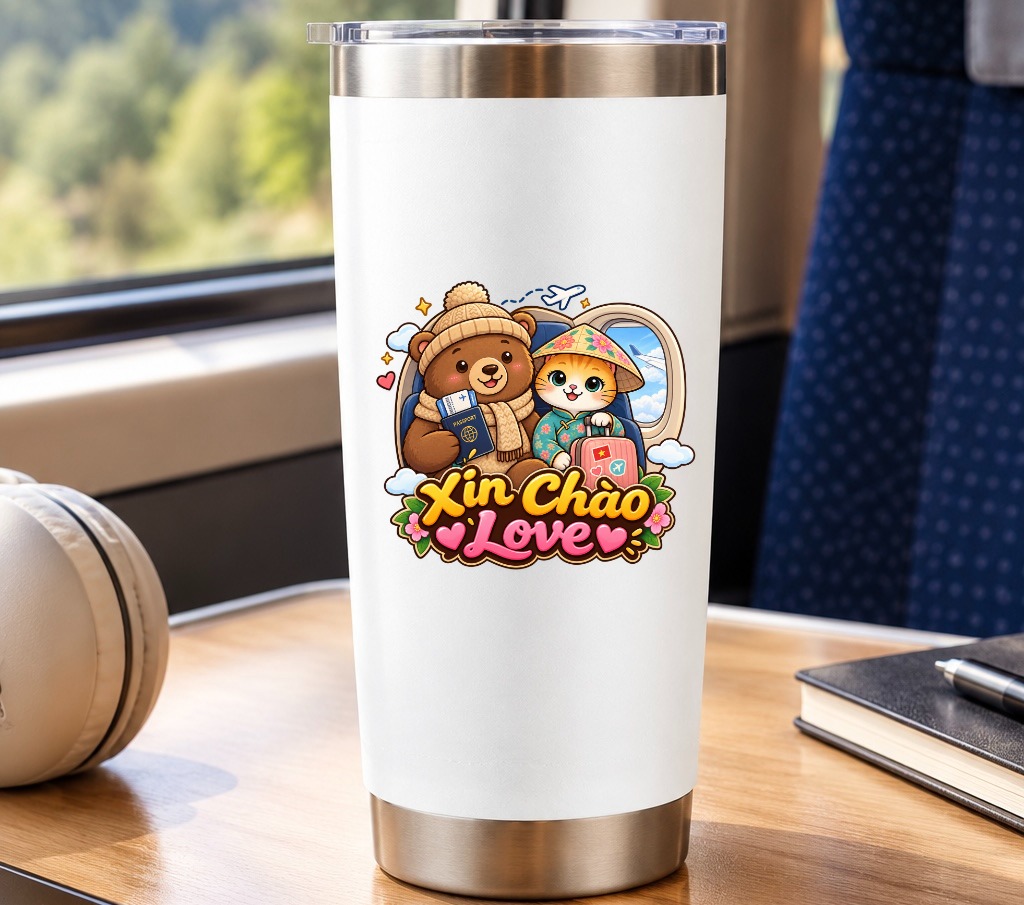 XinChao.Asia Travel Cat Tumbler - Cute Vietnam Animal Travel Mug