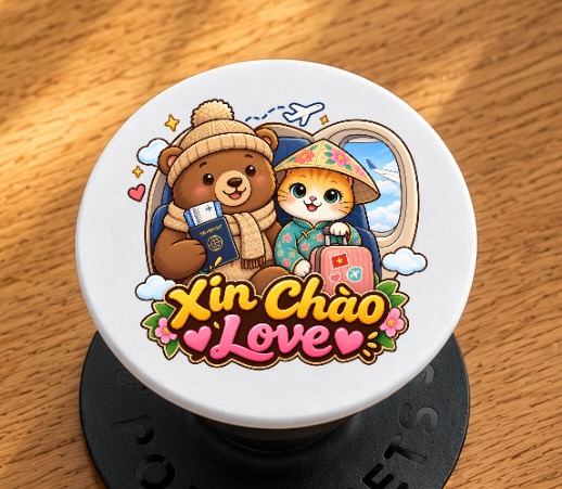 XinChao.Asia Vietnam Travel Cat & Bear PopSocket Grip
