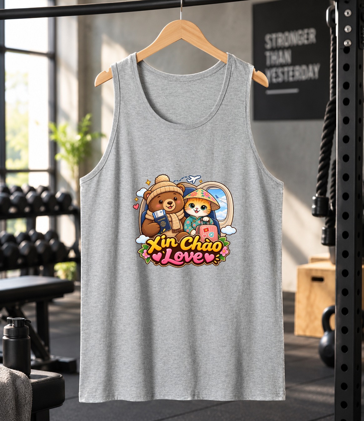 XinChao.Asia Cute Vietnam Travel Animals Tank Top for Cat Lovers