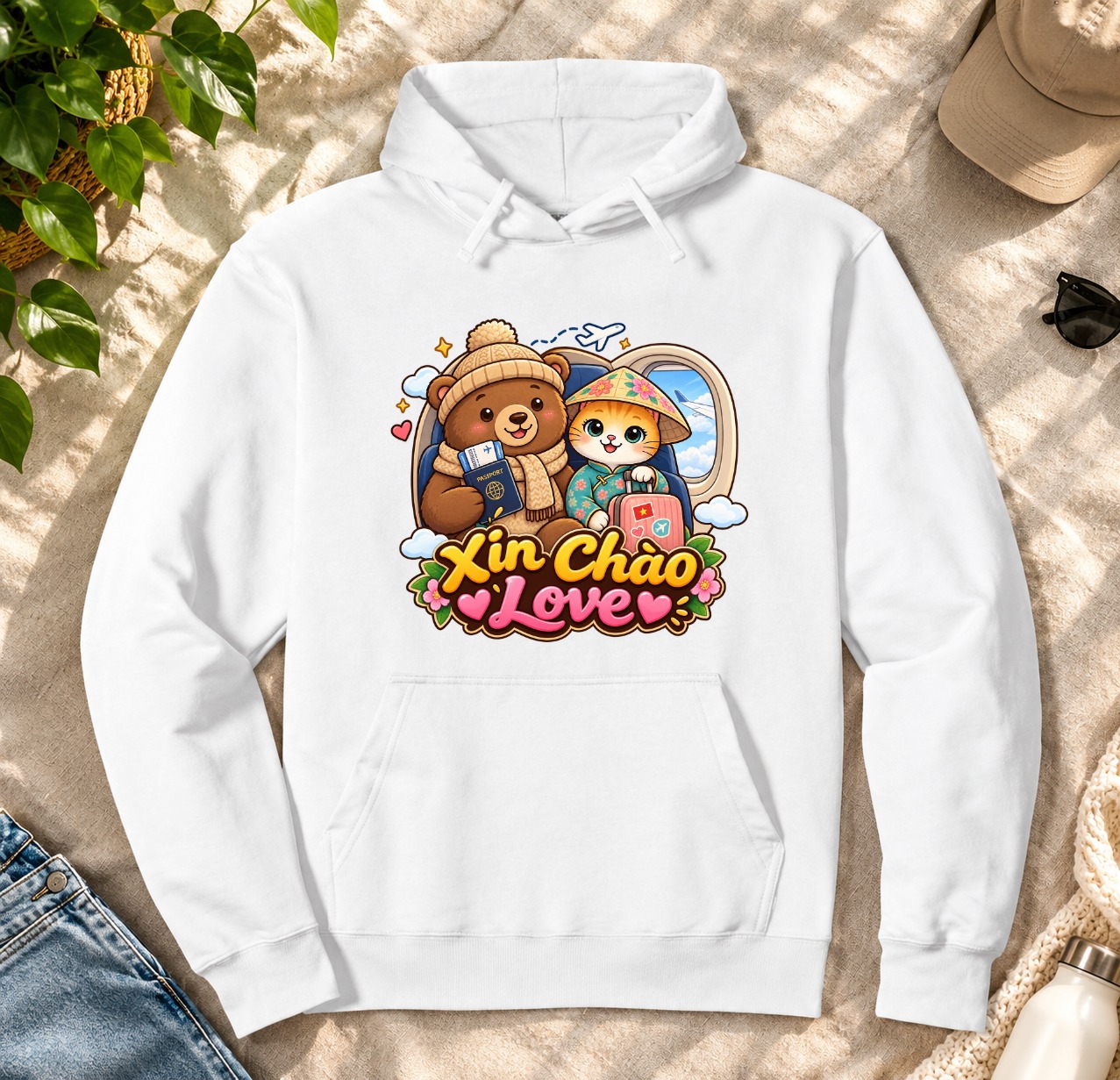 XinChao.Asia Cute Vietnam Travel Animals Pullover Hoodie