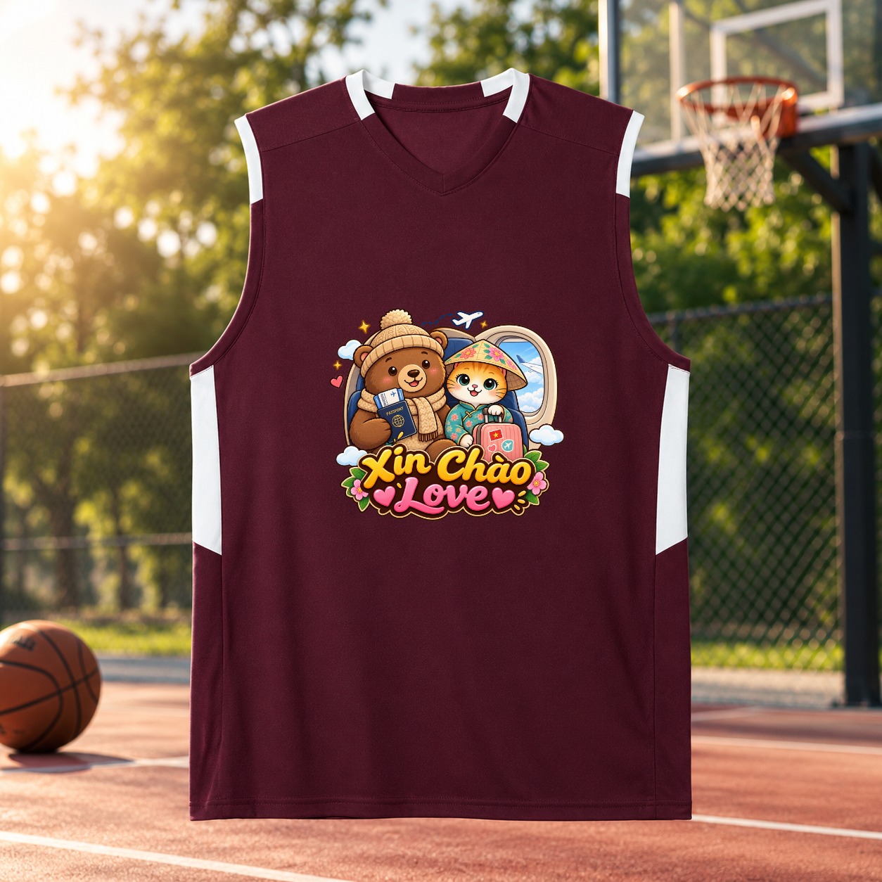 XinChao.Asia Cute Vietnam Travel Cat Basketball Jersey