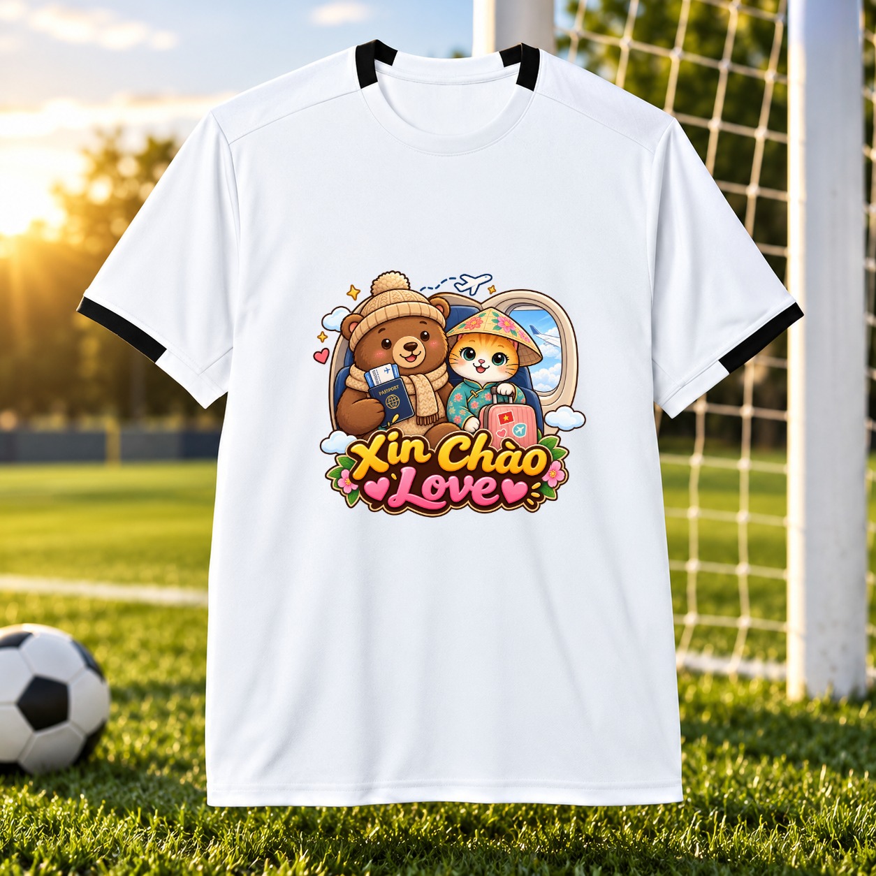 XinChao.Asia Cute Vietnam Travel Cat Soccer Jersey