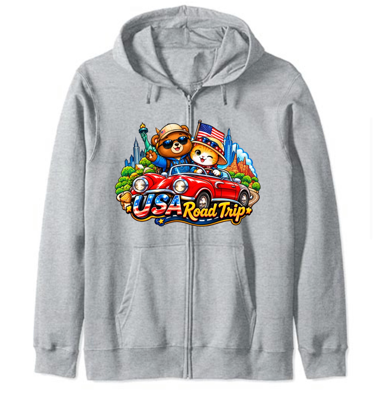 XinChao.Asia USA Road Trip Animal Zip Hoodie